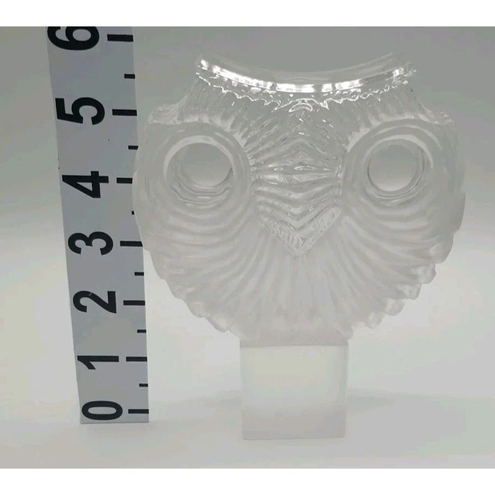 Vtg Xavier Melendez Signed Glass Owl Face Large Heavy Glass Art DAMAGED